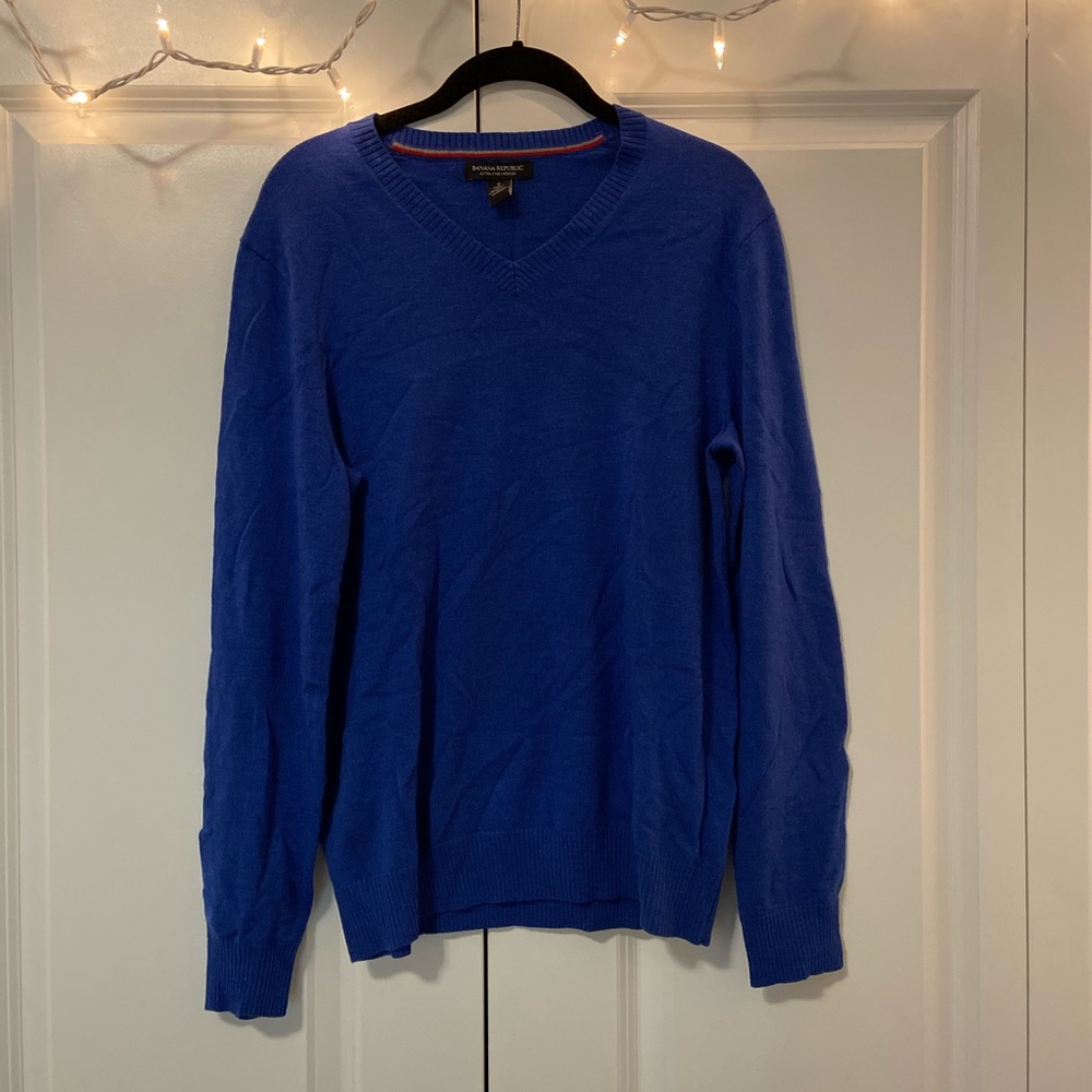 Banana Republic 100% Merino Wool Blue Sweater